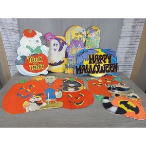 Vintage Halloween Die Cut Lot 7 Flocked‎ 3 Not Flocked